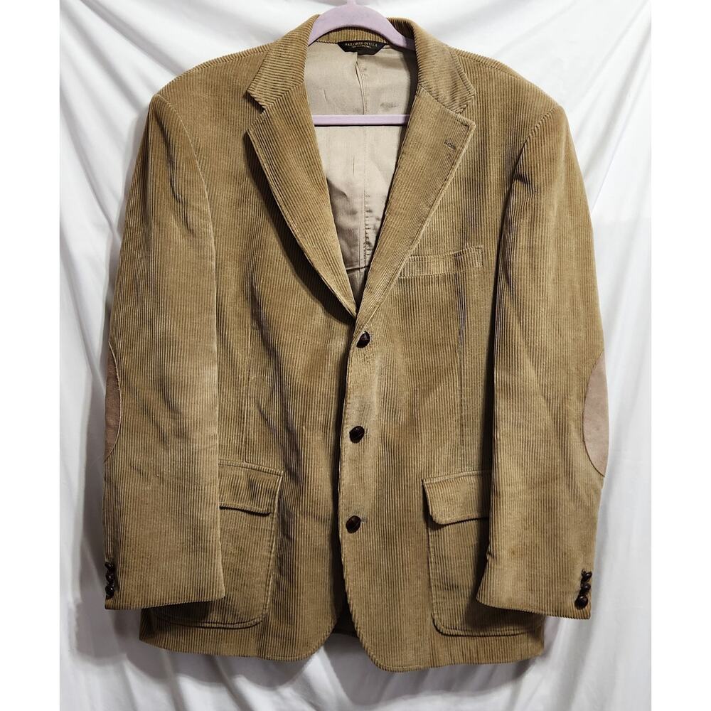VTG ORVIS Corduroy‎ Blazer 44R Elbow Patch Beige Made In USA See Pictures READ